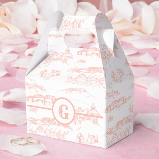 Monogram Chattanooga Toile Blush Bedankdoosjes (Huwelijk)