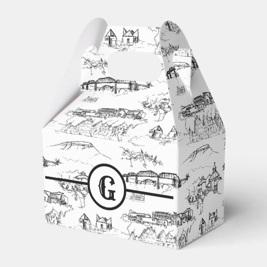 Monogram Chattanooga Toile Favor Box Bedankdoosjes (Achterkant)