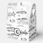 Monogram Chattanooga Toile Favor Box Bedankdoosjes (Geopend)