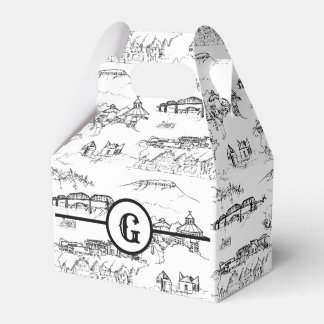 Monogram Chattanooga Toile Favor Box Bedankdoosjes