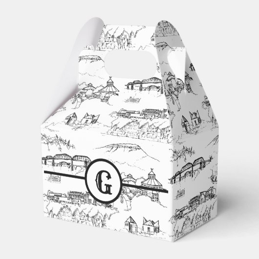 Monogram Chattanooga Toile Favor Box Bedankdoosjes (Voorkant Zijde)