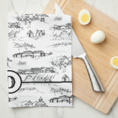 Monogram Chattanooga Toile Kitchen Towel Theedoek (Quarter Fold)