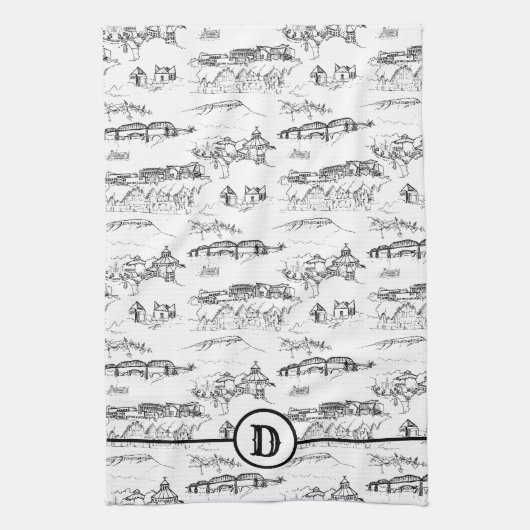 Monogram Chattanooga Toile Kitchen Towel Theedoek (Verticaal)