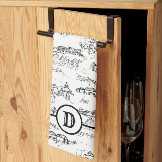 Monogram Chattanooga Toile Kitchen Towel Theedoek (Derde Gevouwen)