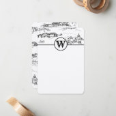 Monogram Chattanooga Toile Note Card Notitiekaartje (Voorkant / Achterkant in situ)