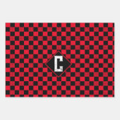 Monogram Checkerboard voor rode en zwarte buffelpl Inpakpapier Vel (Voorkant 3)