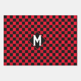 Monogram Checkerboard voor rode en zwarte buffelpl Inpakpapier Vel