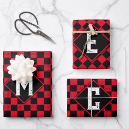 Monogram Checkerboard voor rode en zwarte buffelpl Inpakpapier Vel