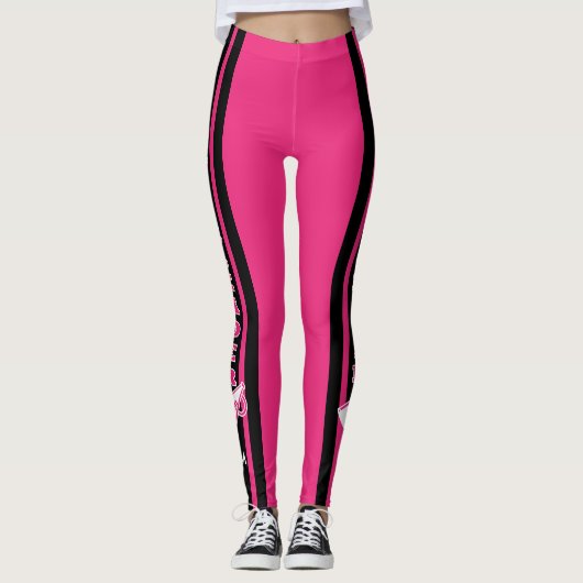 Monogram Cheerleader Hot Pink Leggings (Voorkant)