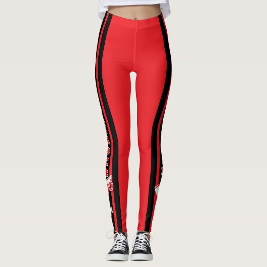 Monogram Cheerleader Red Leggings (Voorkant)