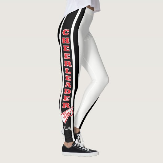 Monogram Cheerleader Rood, Wit Zwart Leggings (Rechts)