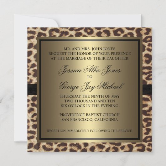 Monogram Cheetah, Leopard Wedding Kaart (Achterkant)