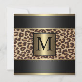 Monogram Cheetah, Leopard Wedding Kaart (Voorkant)