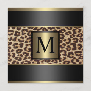 Monogram Cheetah, Leopard Wedding Kaart