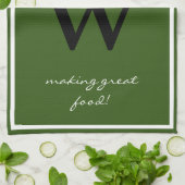 Monogram + Chef's NAME maken geweldig eten Rustic  Theedoek (Gevouwen)