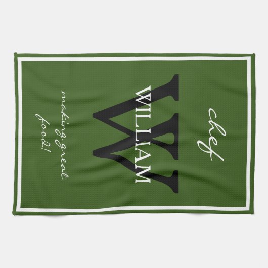 Monogram + Chef's NAME maken geweldig eten Rustic  Theedoek (Horizontaal)