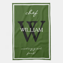 Monogram + Chef's NAME maken geweldig eten Rustic Theedoek