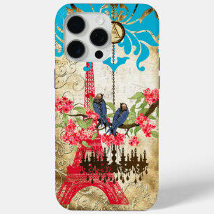 Monogram Cherry Blossom Bird Chandelier iPhone 15 Pro Max Hoesje