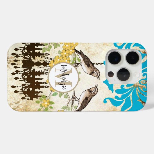 Monogram Cherry Blossom Bird Chandelier iPhone Case-Mate iPhone Case (Achterkant (horizontaal))
