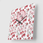 Monogram Cherry Blossom Golf-thema gepersonaliseer Vierkante Klok (Hoek)