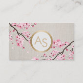 Monogram  Cherry Blossom Hair Makeup Salon Visitekaartje (Voorkant)