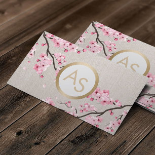 Monogram  Cherry Blossom Hair Makeup Salon Visitekaartje