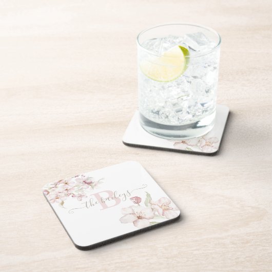 Monogram Cherry Blossom Plastic Onderzetter (Rechterzijde)