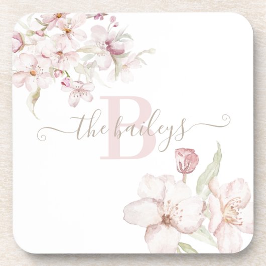 Monogram Cherry Blossom Plastic Onderzetter (Voorkant)