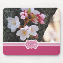 Monogram Cherry Blossom Sakura Blooming Tree Trunk