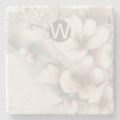 Monogram Cherry Blossom Stone Onderzetter (Voorkant)