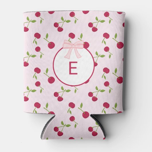  Monogram Cherry Coquette Pink Custom Cute Blikjeskoeler (Voorkant)