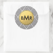 Monogram Chevron Argyle met Gold Faux-Folie Ronde Sticker (Tas)