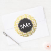 Monogram Chevron Argyle met Gold Faux-Folie Ronde Sticker (Envelop)