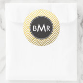 Monogram Chevron Argyle met Gold Faux-Folie Ronde Sticker (Tas)