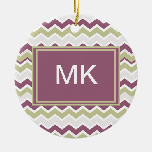 monogram Chevron Brick Keramisch Ornament (Voorkant)
