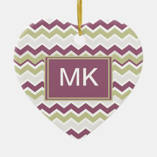 monogram Chevron Brick Keramisch Ornament (Voorkant)