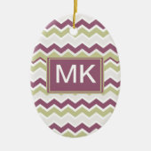 monogram Chevron Brick Keramisch Ornament (Voorkant)
