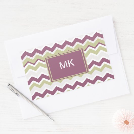 monogram Chevron Brick Rechthoekige Sticker (Envelop)