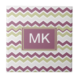 monogram Chevron Brick Tegeltje