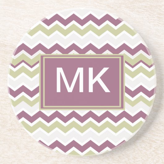 monogram Chevron Brick Zandsteen Onderzetter (Voorkant)