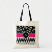 Monogram Chevron en Floral Pattern Canvas tas (Voorkant)