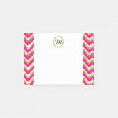 Monogram chevron gepersonaliseerd roze goud wit post-it® notes (Voorkant)