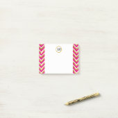 Monogram chevron gepersonaliseerd roze goud wit post-it® notes (Op bureau)