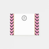 Monogram chevron gepersonaliseerd roze zwart goud post-it® notes (Voorkant)