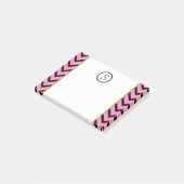 Monogram chevron gepersonaliseerd roze zwart goud post-it® notes (Schuin)