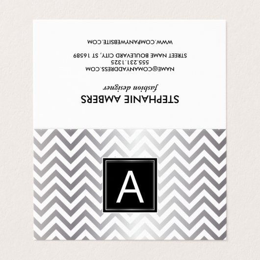 Monogram | Chevron Glitter | Gebeurtenisplanner Visitekaartje (Buitenkant ongevouwen)
