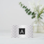 Monogram | Chevron Glitter | Gebeurtenisplanner Visitekaartje (Staand voorkant)