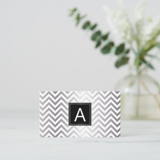 Monogram | Chevron Glitter | Gebeurtenisplanner Visitekaartje (Staand voorkant)