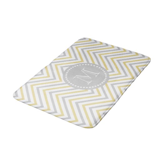 Monogram Chevron Gray and Gold Modern Bath Mat (Gekanteld)