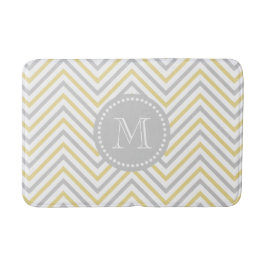 Monogram Chevron Gray and Gold Modern Bath Mat